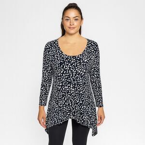 Chaua Blue Black White Cheetah animal Print Round Neck Half Sleeve spandex XL